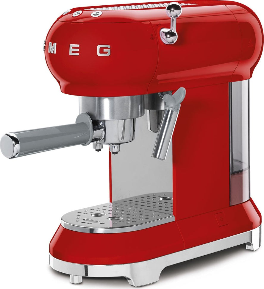 Smeg - 50's Retro Style Red Mannual Espresso Machine - ECF02RDUS