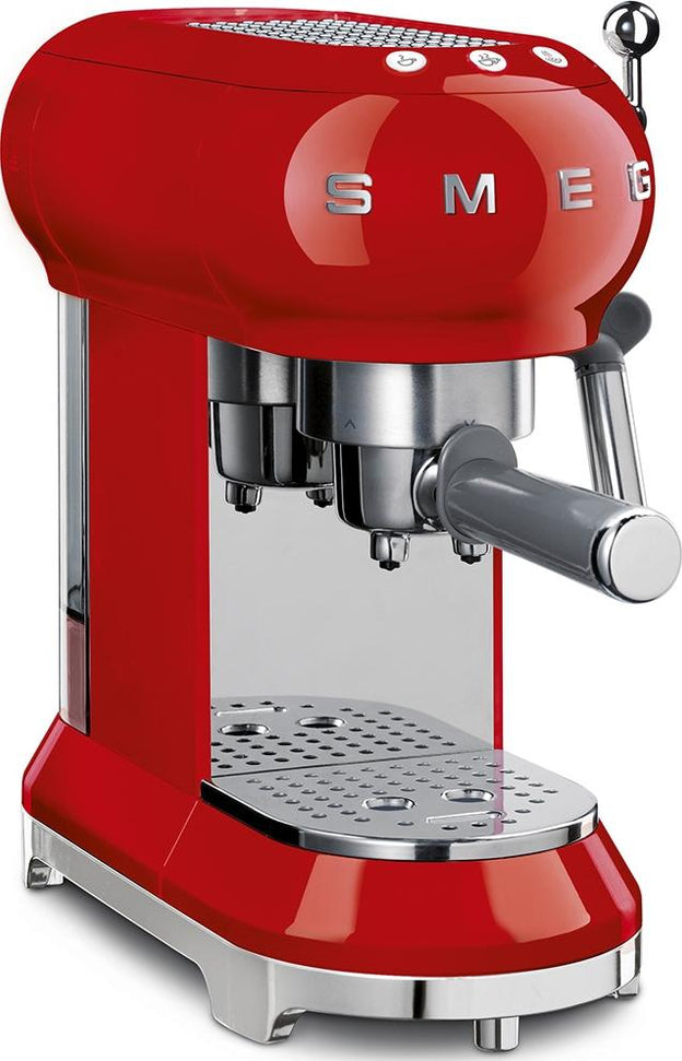 Smeg - 50's Retro Style Red Mannual Espresso Machine - ECF02RDUS