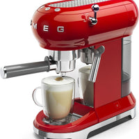 Smeg - 50's Retro Style Red Mannual Espresso Machine - ECF02RDUS