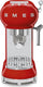 Smeg - 50's Retro Style Red Mannual Espresso Machine - ECF02RDUS