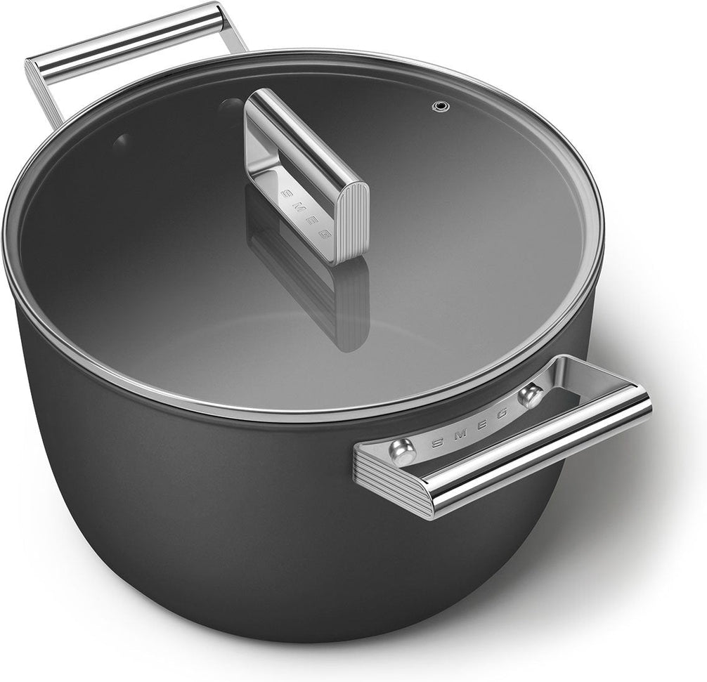 Smeg - 7.7 L 50's Style Non-Stick Casserole Black - CKFC2611BLM