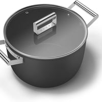 Smeg - 7.7 L 50's Style Non-Stick Casserole Black - CKFC2611BLM