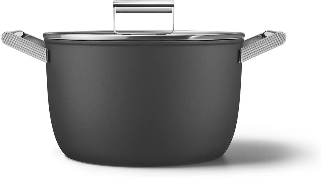 Smeg - 7.7 L 50's Style Non-Stick Casserole Black - CKFC2611BLM