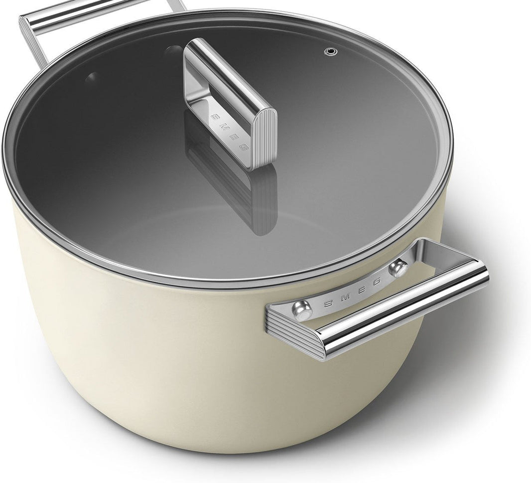 Smeg - 7.7 L 50's Style Non-Stick Casserole Cream - CKFC2611CRM