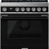 Smeg - Portofino 30" 4-Burner Gas Range Black - CPF30UGGBL (Special Order Item)