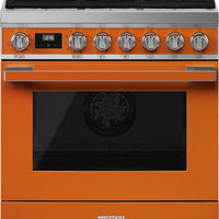 Smeg - Portofino 30" Orange Stainless Steel 4-Burner Dual Fuel Range - CPF30UGMOR (Special Order Item)