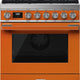 Smeg - Portofino 30" Orange Stainless Steel 4-Burner Dual Fuel Range - CPF30UGMOR