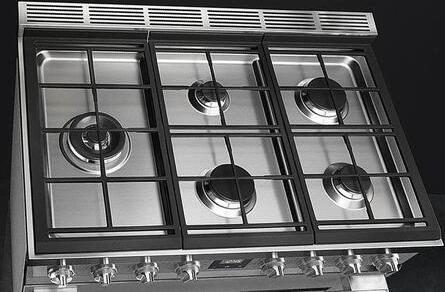 Smeg - Portofino 36" Green Stainless Steel 5-Burner Dual Fuel Range - CPF36UGMOG (Special Order Item)