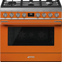 Smeg - Portofino 36" Orange 5-Burner Gas Range - CPF36UGGOR (Special Order Item)