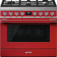 Smeg - Portofino 36" Red 5-Burner Gas Range - CPF36UGGR (Special Order)