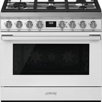 Smeg - Portofino 36" White 5-Burner Gas Range - CPF36UGGWH (Special Order)
