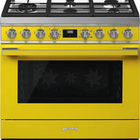 Smeg - Portofino 36" Yellow 5-Burner Gas Range - CPF36UGGYW (Special Order Item)