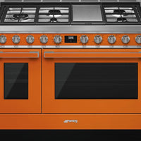 Smeg - Portofino 48" Orange Stainless Steel 5-Burner Dual Fuel Range - CPF48UGMOR (Special Order Item)