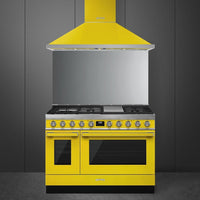 Smeg - Portofino 48" Yellow Stainless Steel 5-Burner Dual Fuel Range - CPF48UGMYW (Special Order Item)