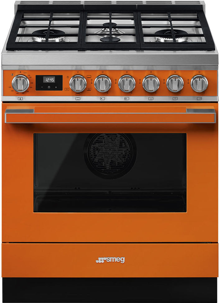 Smeg - Portofino Orange 30" 4-Burner Gas Range - CPF30UGGOR (Special Order Item)