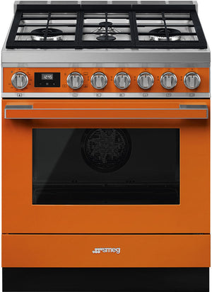 Smeg - Portofino Orange 30" 4-Burner Gas Range - CPF30UGGOR