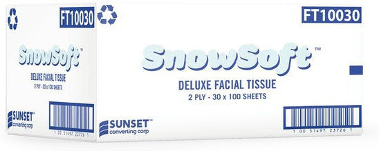 Snow Soft - 100 Sheet 2 Ply Facial Tissue, 30 Bx/Cs - FT10030-C