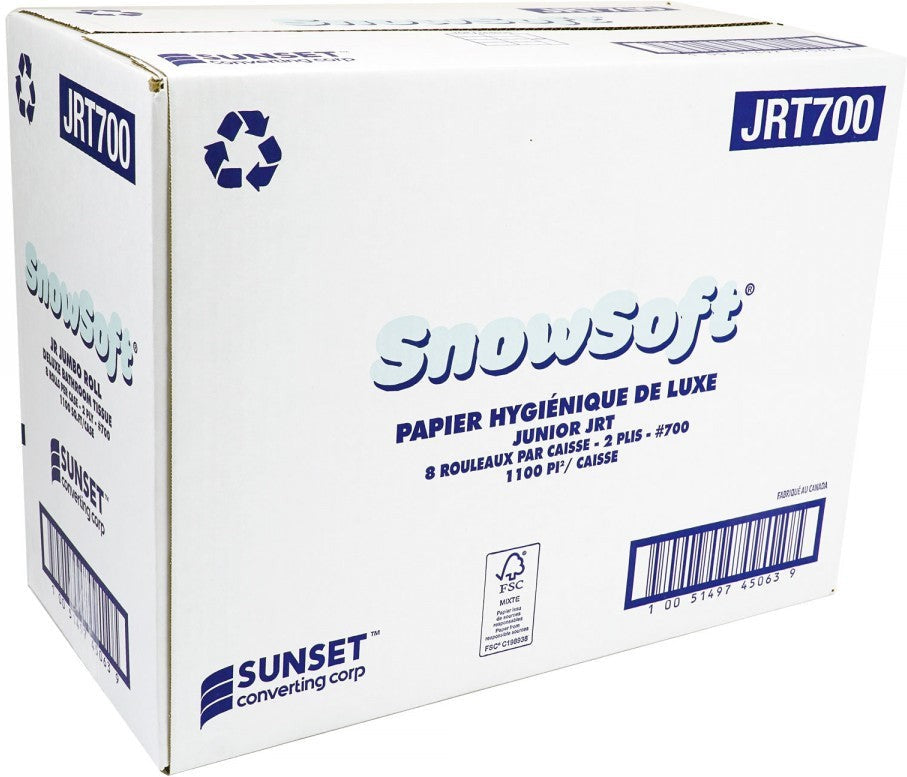 Snow Soft - 1100 Sq. Feet 2 Ply Jumbo Roll Bathroom Tissues JRT, 8 Rl/Cs - JRT700