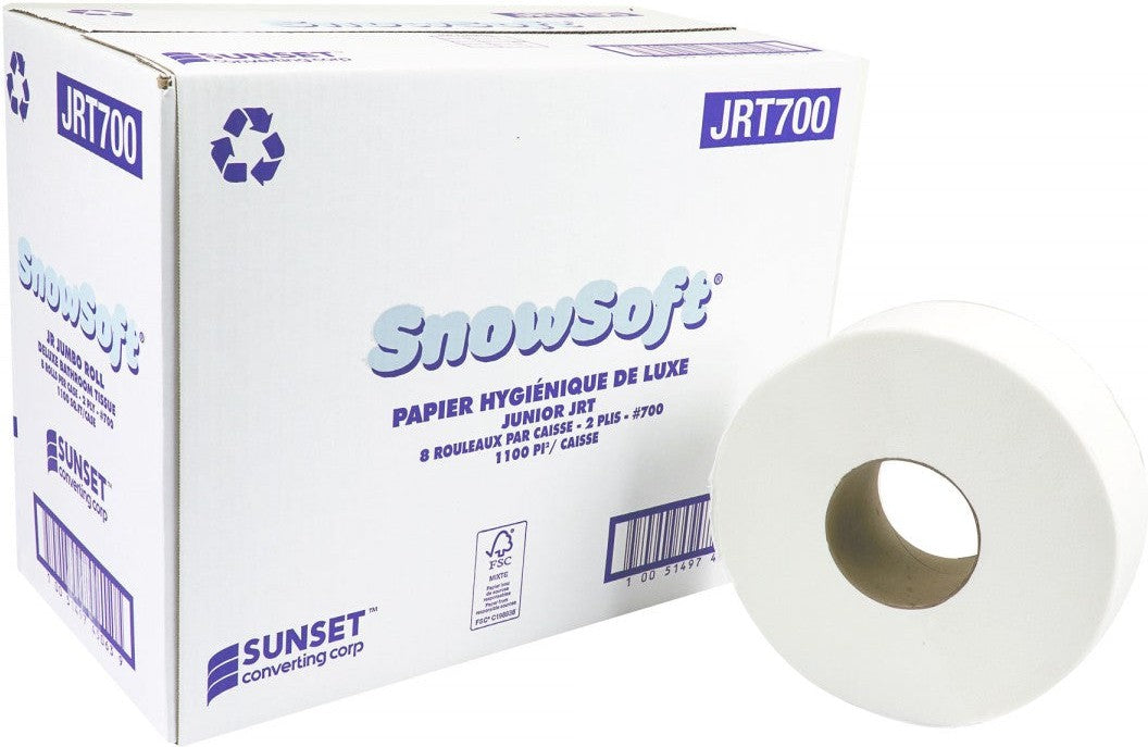 Snow Soft - 1100 Sq. Feet 2 Ply Jumbo Roll Bathroom Tissues JRT, 8 Rl/Cs - JRT700