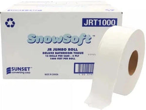 Snow Soft - 3.29" x 1000 Feet, 2 Ply Centre Pull Towel Toilet/Bathroom Tissue, 12Rl/Cs - JRT1000