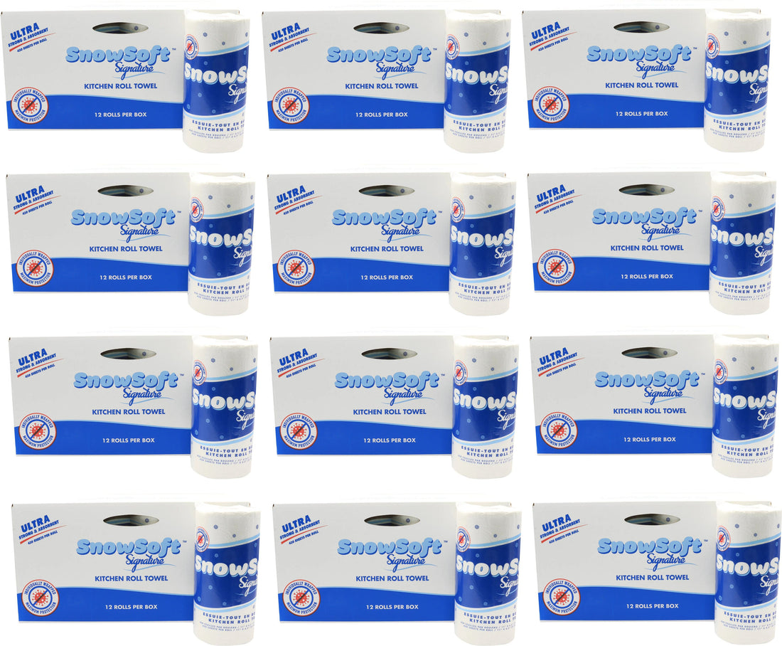 Snow Soft - 420 Sheet Signature Premium Kitchen Roll Towel, 12 Rl/Cs - KTS42012