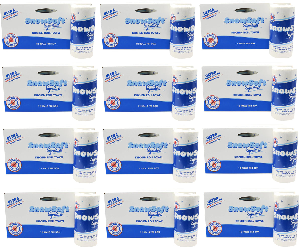 Snow Soft - 420 Sheet Signature Premium Kitchen Roll Towel, 12 Rl/Cs - KTS42012