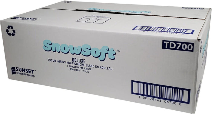 Snow Soft - 7.65" x 700 Feet Premium Tad Roll Towel, Pack of 6 - TD700