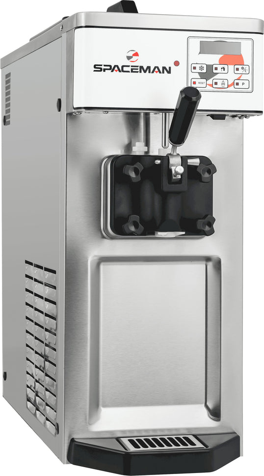 Spaceman - 110V Gravity-Fed Single Flavor Air Cooled Countertop Soft Serve Ice Cream Machine with 1 Hopper - 6210-C