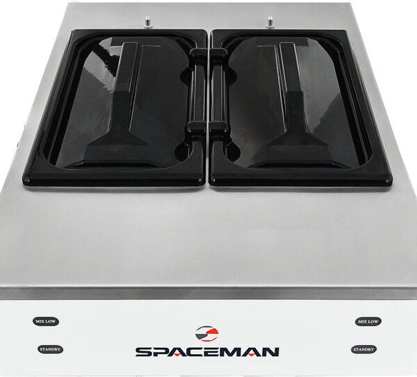 Spaceman - 208-220V 25.7 QT Stainless Steel Air Cooled 2 Bowl Countertop Slushy/Granita Frozen Drink Machine - 6695-C