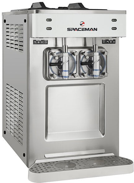 Spaceman - 208-220V 25.7 QT Stainless Steel Air Cooled 2 Bowl Countertop Slushy/Granita Frozen Drink Machine - 6695-C