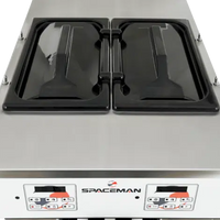 Spaceman - 208-220V Gravity-Fed Dual Flavor Air Cooled Twin Twist Countertop Soft Serve Ice Cream Machine with 2 Hoppers and 3 Dispensers - 6235-C