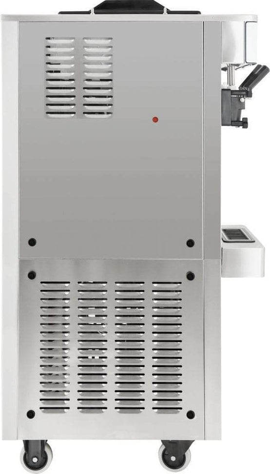Spaceman - 208-220V Gravity-Fed Dual Flavor Air Cooled Twin Twist Free-Standing Soft Serve Ice Cream Machine with 2 Hoppers and 3 Dispensers - 6250-C