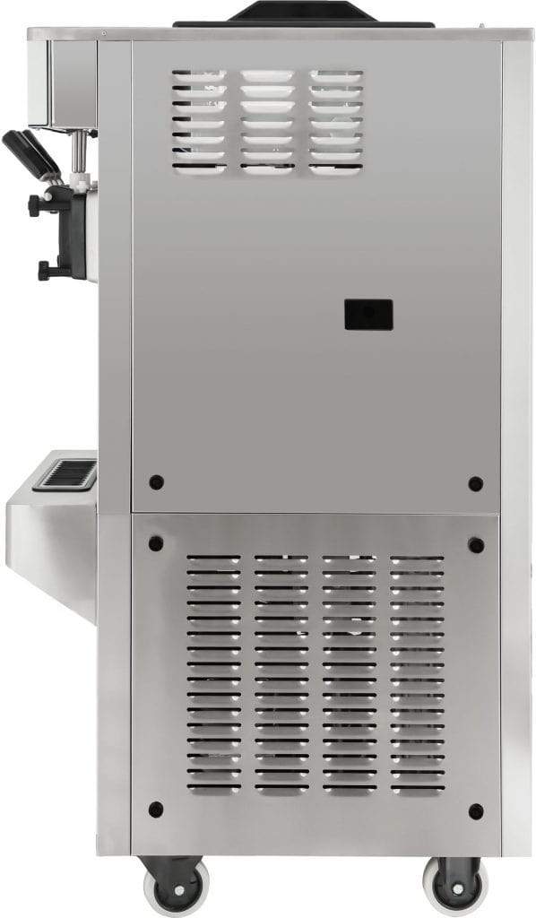 Spaceman - 208-220V Gravity-Fed Dual Flavor Air Cooled Twin Twist Free-Standing Soft Serve Ice Cream Machine with 2 Hoppers and 3 Dispensers - 6378-C