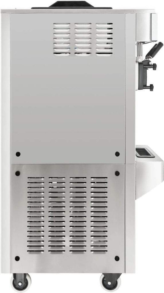 Spaceman - 208-220V Gravity-Fed Dual Flavor Air Cooled Twin Twist Free-Standing Soft Serve Ice Cream Machine with 2 Hoppers and 3 Dispensers - 6378-C