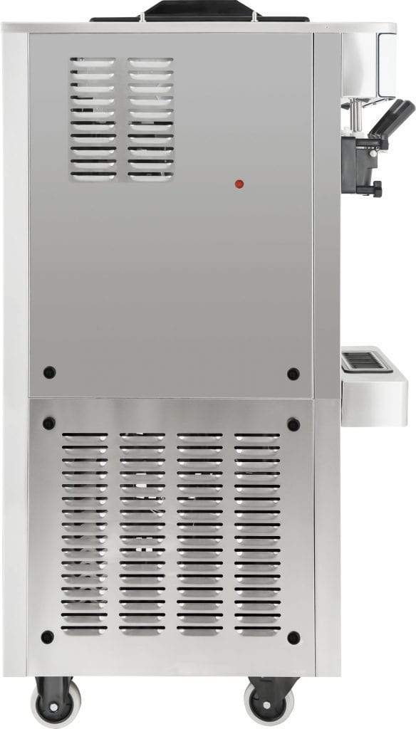 Spaceman - 208-220V Pressurized Dual Flavor Air Cooled Twin Twist Free-Standing Soft Serve Ice Cream Machine with 2 Hoppers and 3 Dispensers- 6250A-C