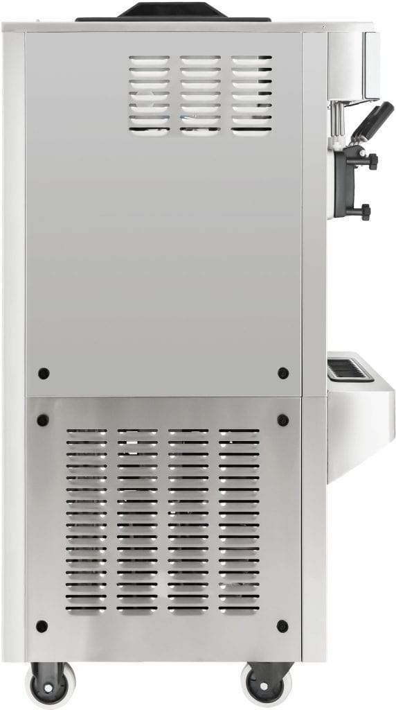 Spaceman - 208-220V Pressurized Dual Flavor Air Cooled Twin Twist Free-Standing Soft Serve Ice Cream Machine with 2 Hoppers and 3 Dispensers - 6378A-C
