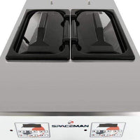 Spaceman - 208-220V Pressurized Dual Flavor Air Cooled Twin Twist Free-Standing Soft Serve Ice Cream Machine with 2 Hoppers and 3 Dispensers - 6378A-C