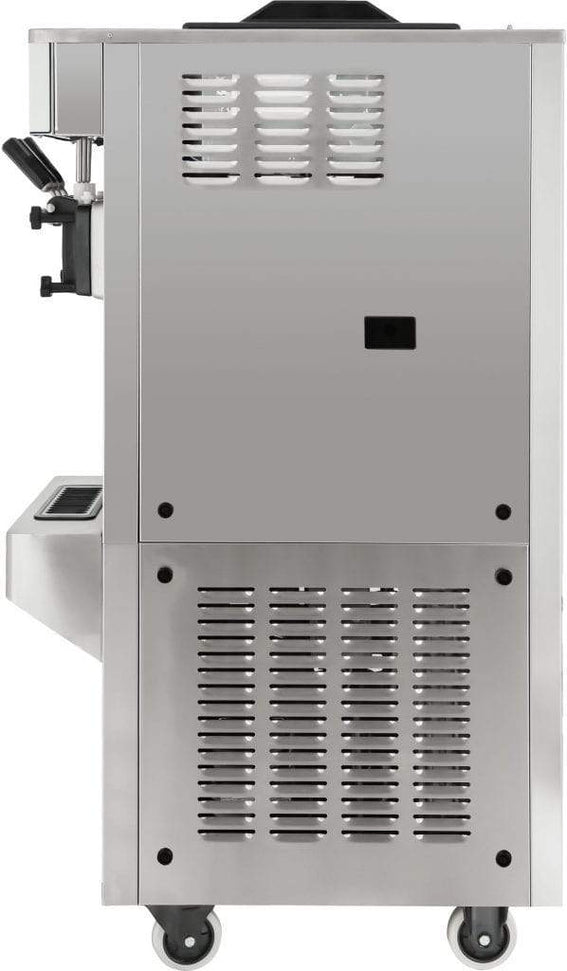 Spaceman - 208-220V Pressurized Dual Flavor Air Cooled Twin Twist Free-Standing Soft Serve Ice Cream Machine with 2 Hoppers and 3 Dispensers - 6378A-C