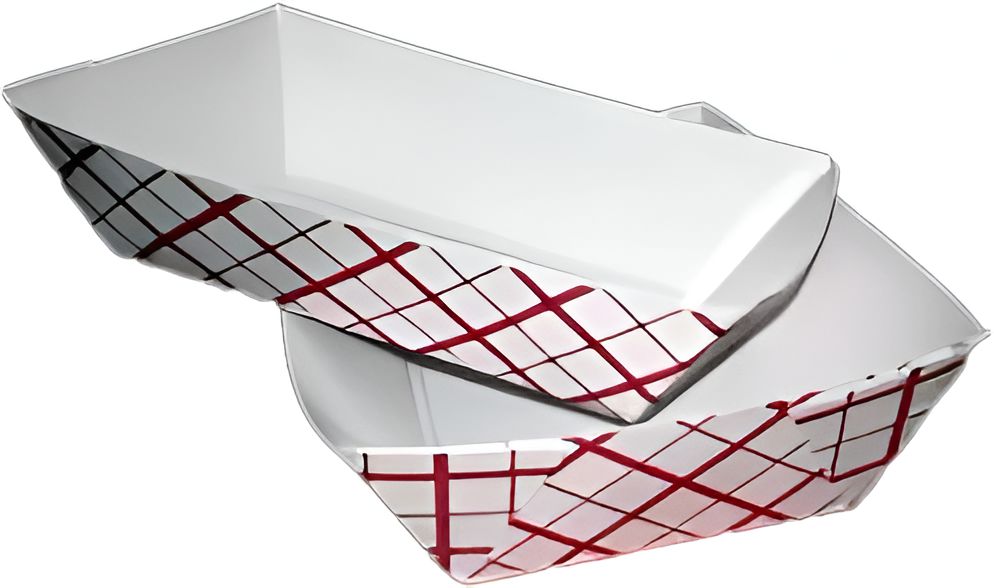 Specialty Quality Packaging - #200, 2 Lb Rectangle Red Plaid Food Tray, 1000/Cs - 8702