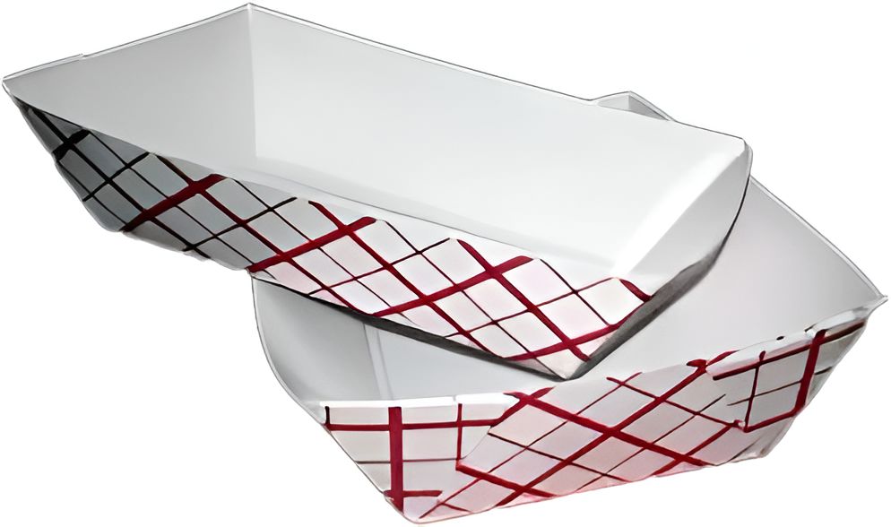 Specialty Quality Packaging - #50, 0.5 lb Rectangle Red Plaid Food Tray, 250/Pk - 8708