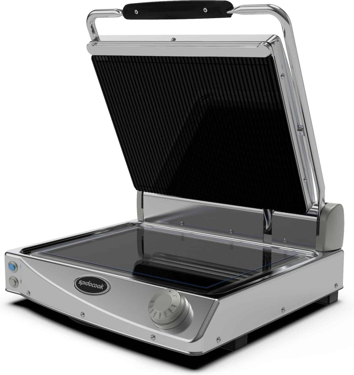 Spidocook - 240 V Black Medium Ribbed Transparent Glass Ceramic Plates Professional Contact Grill - SAP015PR
