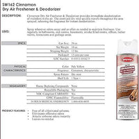 Sprayway - 10 Oz Cinnamon Dry Air Freshener & Deodorizer, 12Cn/Cs - 162W