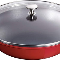 Staub - 12" Cast Iron Wok with Glass Lid Cherry Red (30 cm) - 40511-345