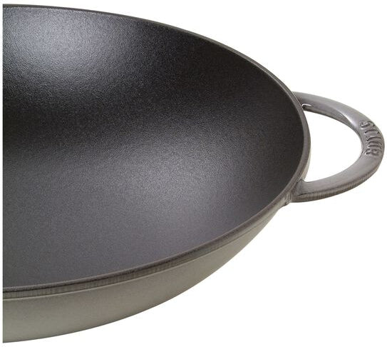 Staub - 14.5" Cast Iron Wok with Glass Lid Graphite Grey (37 cm) - 40509-336