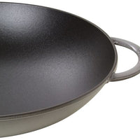 Staub - 14.5" Cast Iron Wok with Glass Lid Graphite Grey (37 cm) - 40509-336