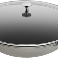 Staub - 14.5" Cast Iron Wok with Glass Lid Graphite Grey (37 cm) - 40509-336
