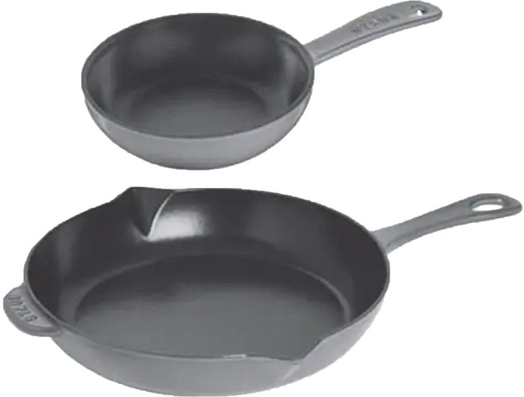 Staub - 2 PC Cast Iron Fry Pan Set Graphite Grey - 40501-496