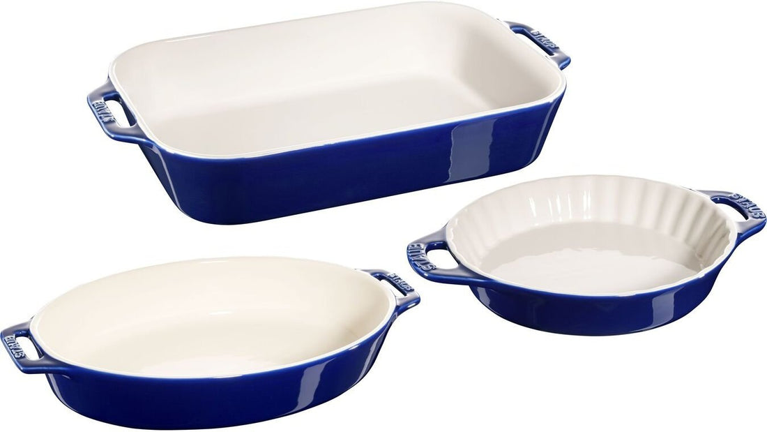 Staub - 3 PC Ceramic Bakeware Set Dark Blue - 40508-062