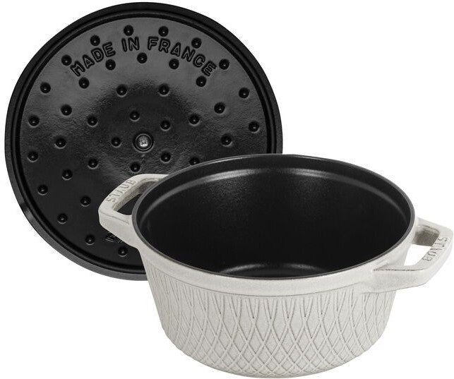 Staub - 4.25 QT Round Twister Cocotte White Truffle 4L - 1023541