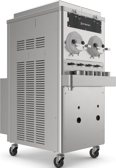 Stoelting - 208-240V Water Cooled Single Phase Double Barrel Frozen Continuous Flow Frozen Custard and Italian Ice Machine - M202-18B00SIR (Pre-Order Now, ETA 8-12 Weeks)